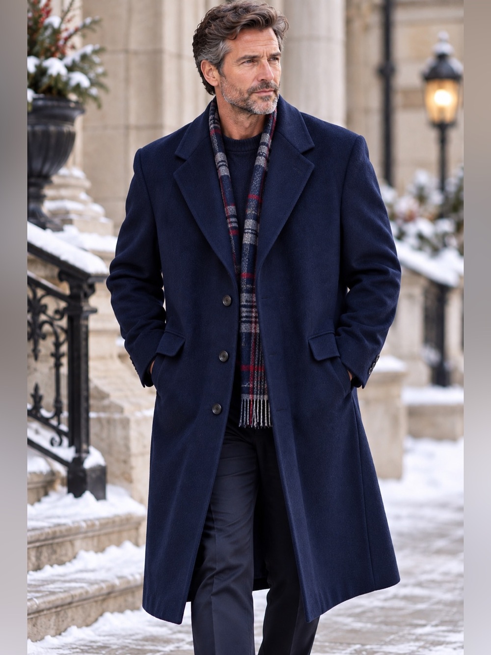 Lanificio Vallombrosa Italian Wool & Cashmere Luxury Blend Navy Overcoat